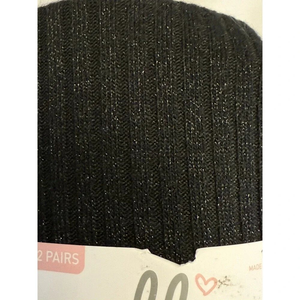Girls Elli Capelli 2-Pk Metallic Ribbed & Solid Sweater Knit Tight Blk Sz 12-14